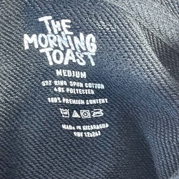 The Morning Toast Black Logo Cropped Pullover Hoodie Sz M - Picture 4 of 4